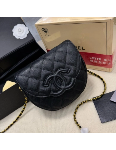 CHANEL Caviar Quilted Mini Messenger Flap Black,CHANEL,BAGS