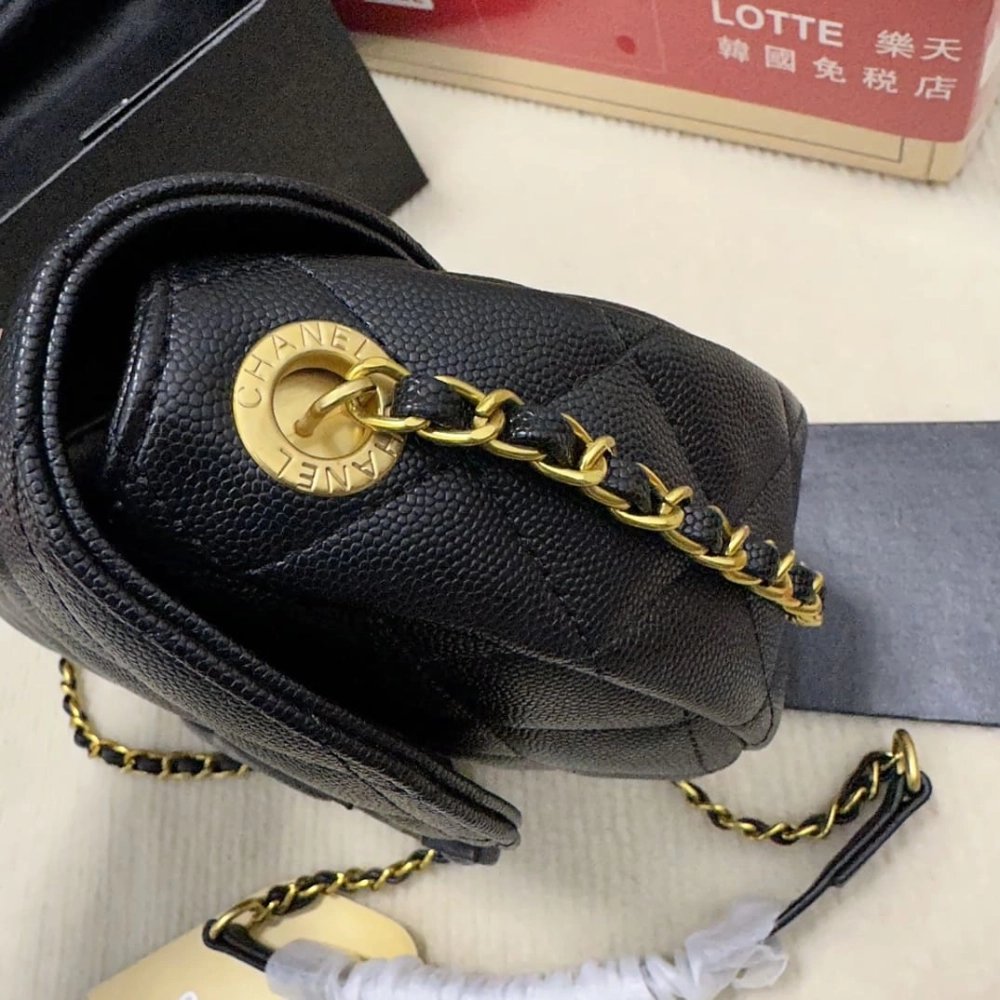 CHANEL Caviar Quilted Mini Messenger Flap Black,CHANEL,BAGS