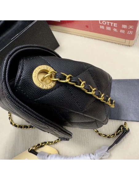 CHANEL Caviar Quilted Mini Messenger Flap Black,CHANEL,BAGS