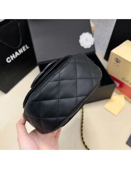 CHANEL Caviar Quilted Mini Messenger Flap Black,CHANEL,BAGS