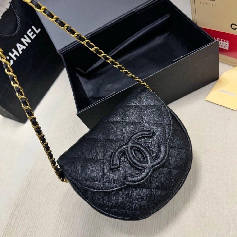 CHANEL Caviar Quilted Mini Messenger Flap Black,CHANEL,BAGS