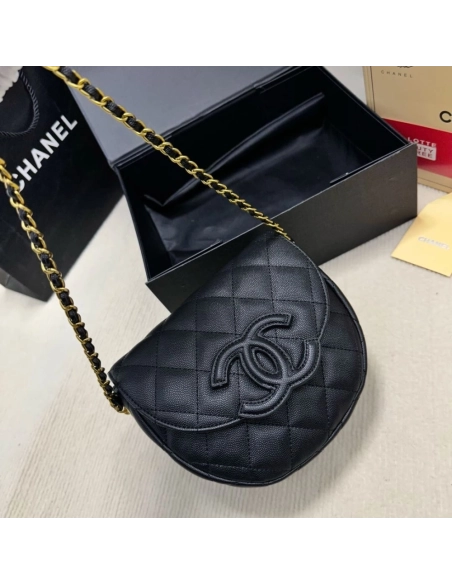 CHANEL Caviar Quilted Mini Messenger Flap Black,CHANEL,BAGS