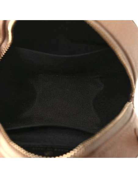 CHANEL Caviar Quilted Round Filigree Crossbody Beige Black,CHANEL,BAGS