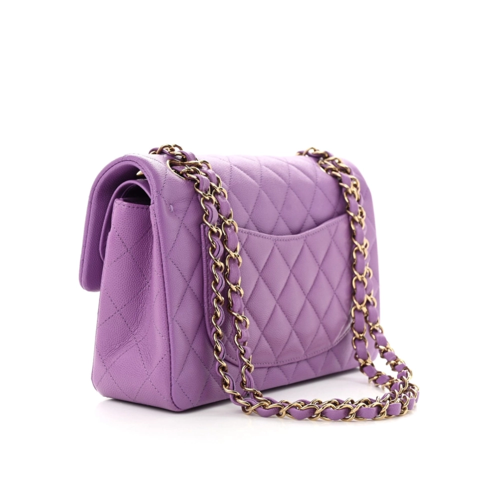 CHANEL Caviar Quilted Small Double Flap Purple,CHANEL,BAGS