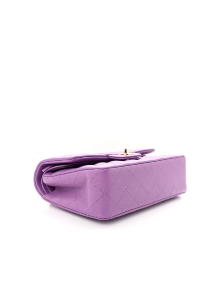 CHANEL Caviar Quilted Small Double Flap Purple,CHANEL,BAGS