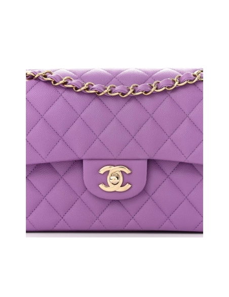 CHANEL Caviar Quilted Small Double Flap Purple,CHANEL,BAGS