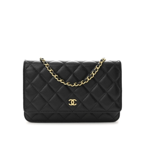 CHANEL Caviar Quilted Wallet On Chain WOC Black,CHANEL,BAGS
