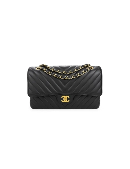 Chanel Classic Chevron Tweed Medium Flap Glod,CHANEL,BAGS