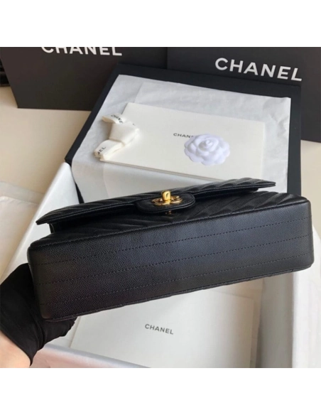 Chanel Classic Chevron Tweed Medium Flap Glod,CHANEL,BAGS