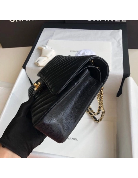 Chanel Classic Chevron Tweed Medium Flap Glod,CHANEL,BAGS