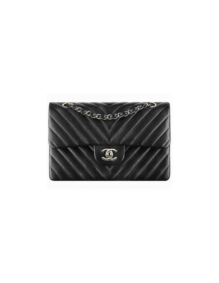 Chanel Classic Chevron Tweed Medium Flap Silver,CHANEL,BAGS