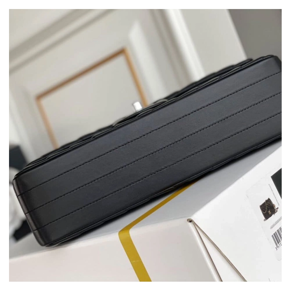 Chanel Classic Chevron Tweed Medium Flap Silver,CHANEL,BAGS