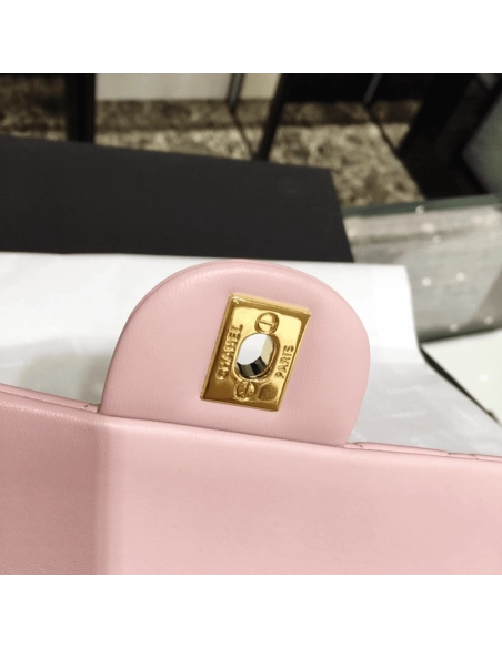 CHANEL Classic Double Flap Small Pink Lambskin,CHANEL,BAGS