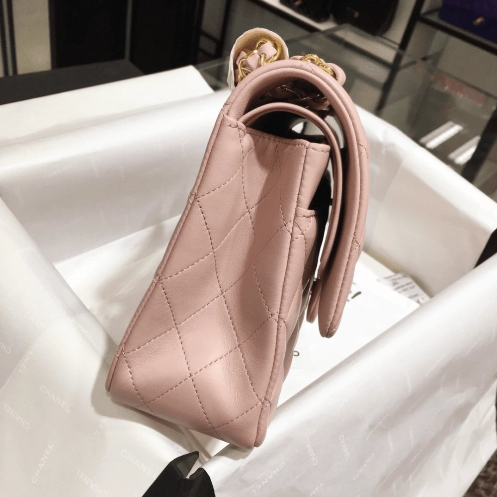 CHANEL Classic Double Flap Small Pink Lambskin,CHANEL,BAGS
