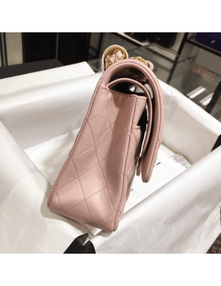 CHANEL Classic Double Flap Small Pink Lambskin,CHANEL,BAGS