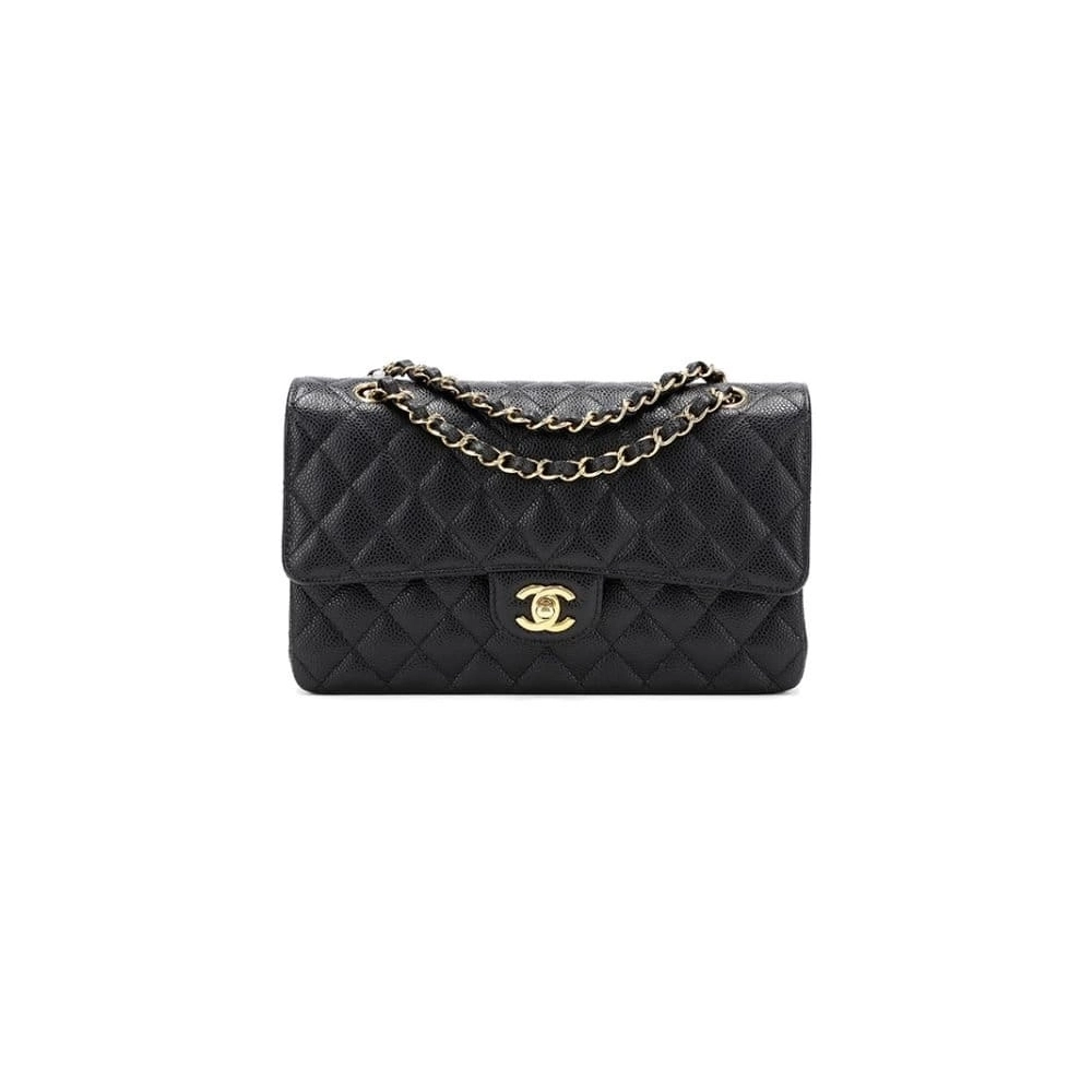 CHANEL Classic Flap Handbag GRAINED CALFSKIN GOLD METAL,CHANEL,BAGS