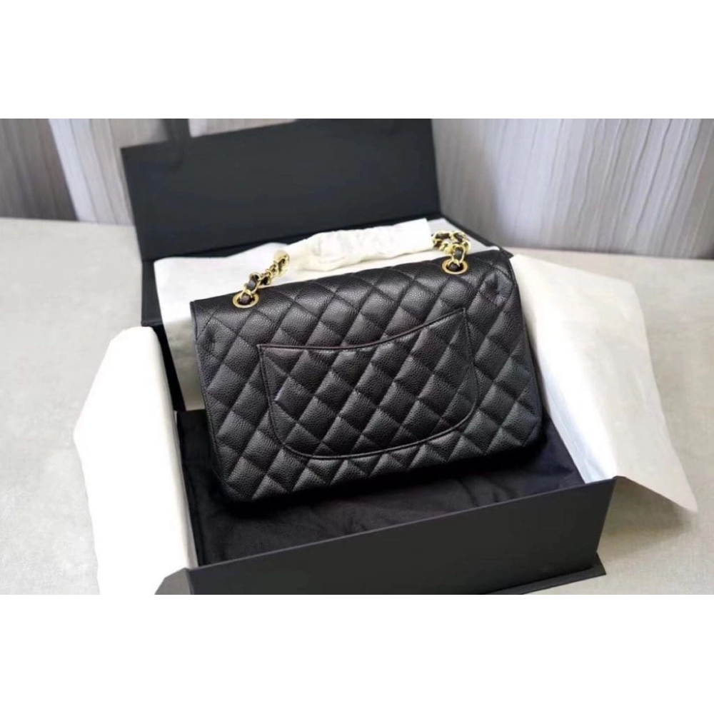 CHANEL Classic Flap Handbag GRAINED CALFSKIN GOLD METAL,CHANEL,BAGS