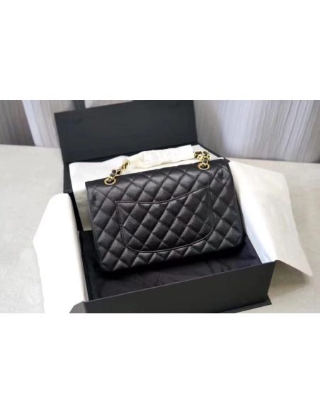CHANEL Classic Flap Handbag GRAINED CALFSKIN GOLD METAL,CHANEL,BAGS