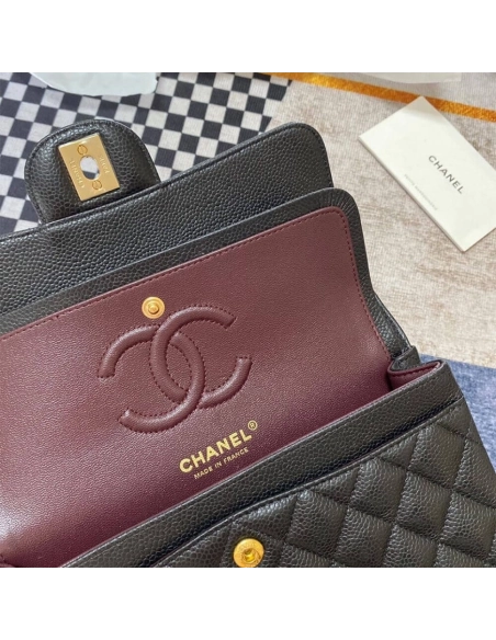CHANEL Classic Flap Handbag GRAINED CALFSKIN GOLD METAL,CHANEL,BAGS