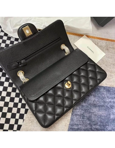 CHANEL Classic Flap Handbag GRAINED CALFSKIN GOLD METAL,CHANEL,BAGS