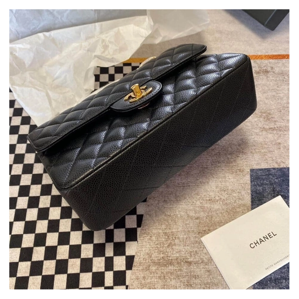 CHANEL Classic Flap Handbag GRAINED CALFSKIN GOLD METAL,CHANEL,BAGS