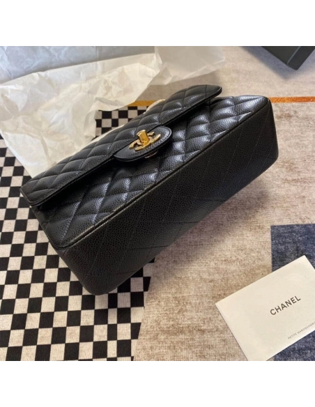 CHANEL Classic Flap Handbag GRAINED CALFSKIN GOLD METAL,CHANEL,BAGS