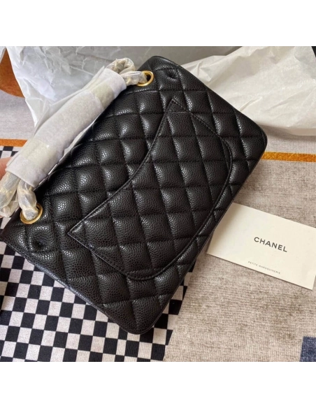 CHANEL Classic Flap Handbag GRAINED CALFSKIN GOLD METAL,CHANEL,BAGS