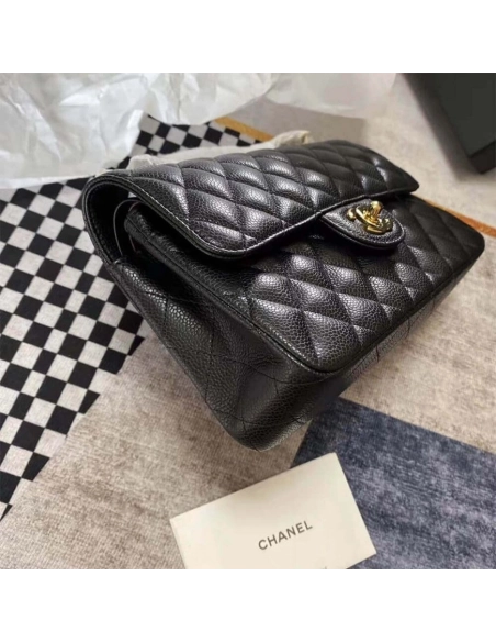 CHANEL Classic Flap Handbag GRAINED CALFSKIN GOLD METAL,CHANEL,BAGS