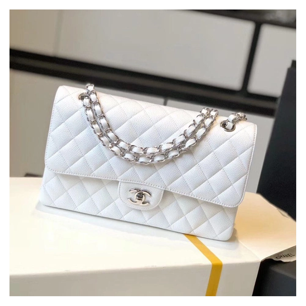 CHANEL Classic Flap Handbag SILVER METAL,CHANEL,BAGS