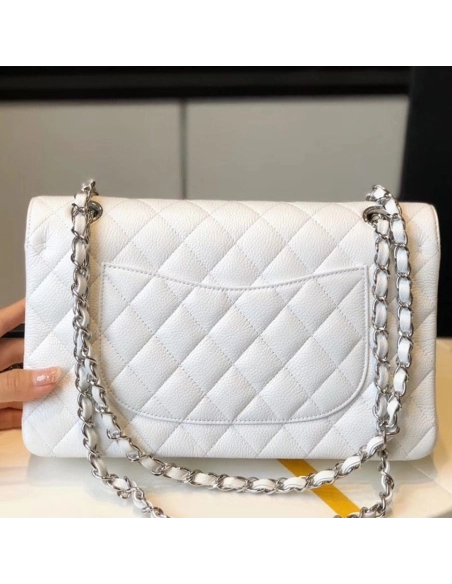 CHANEL Classic Flap Handbag SILVER METAL,CHANEL,BAGS