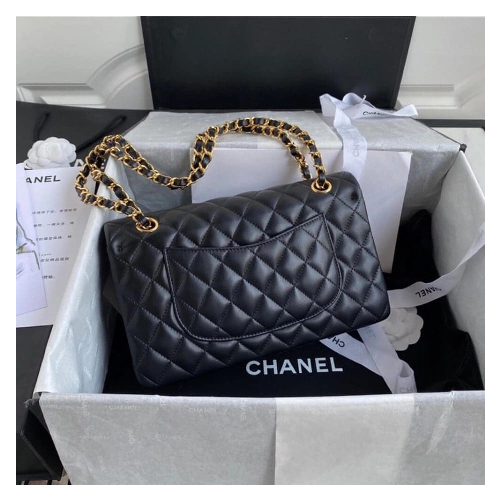 CHANEL CLASSIC HANDBAG Lambskin Gold Metal,CHANEL,BAGS