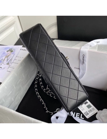 CHANEL CLASSIC HANDBAG Lambskin Silver Metal,CHANEL,BAGS