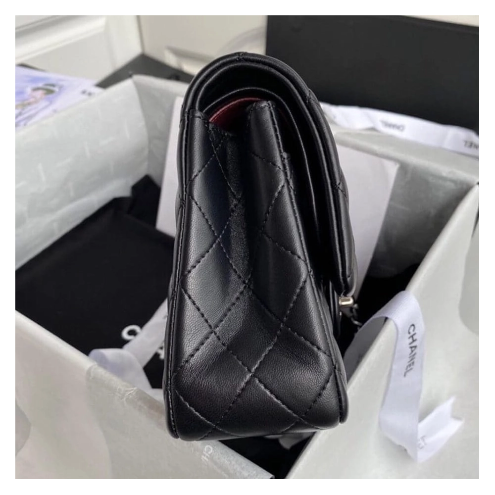 CHANEL CLASSIC HANDBAG Lambskin Silver Metal,CHANEL,BAGS