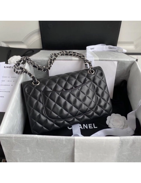 CHANEL CLASSIC HANDBAG Lambskin Silver Metal,CHANEL,BAGS
