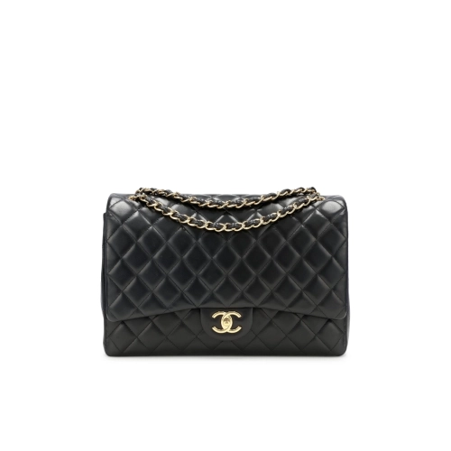 CHANEL Classic Maxi Handbag LAMBSKIN GOLD METAL,CHANEL,BAGS