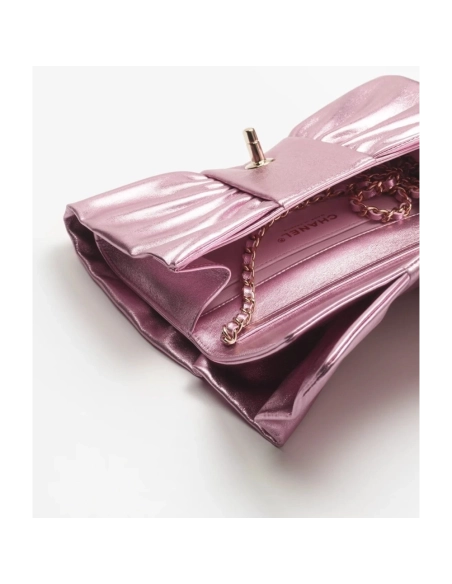 CHANEL Clutch Metallic Lambskin Gold Tone Metal Pink,CHANEL,BAGS