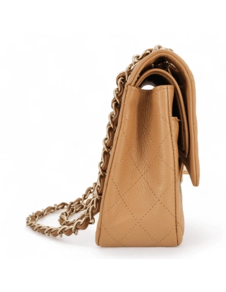 CHANEL Dark Beige Caviar Medium Classic Double Flap Bag,CHANEL,BAGS
