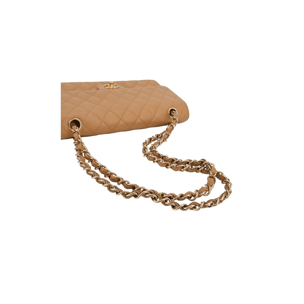 CHANEL Dark Beige Caviar Medium Classic Double Flap Bag,CHANEL,BAGS