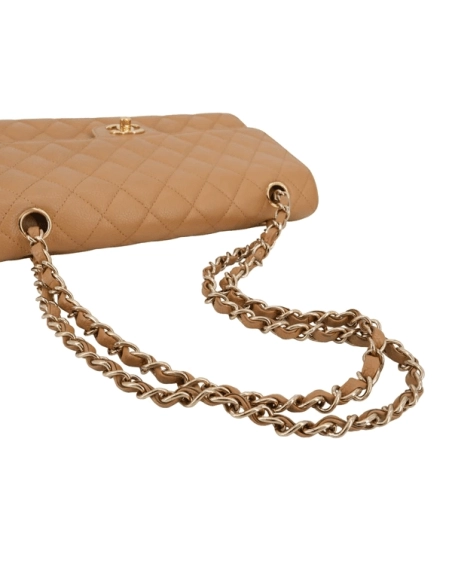 CHANEL Dark Beige Caviar Medium Classic Double Flap Bag,CHANEL,BAGS