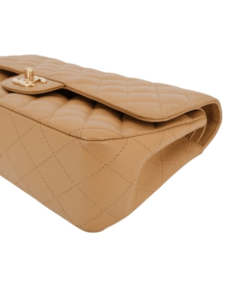 CHANEL Dark Beige Caviar Medium Classic Double Flap Bag,CHANEL,BAGS