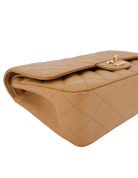 CHANEL Dark Beige Caviar Medium Classic Double Flap Bag,CHANEL,BAGS