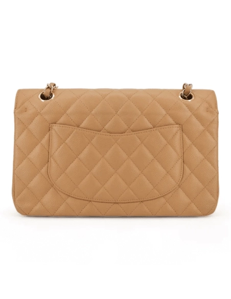 CHANEL Dark Beige Caviar Medium Classic Double Flap Bag,CHANEL,BAGS