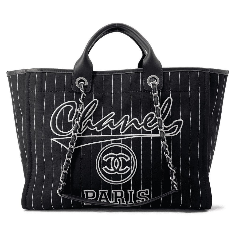 CHANEL Deauville 2wayTote Bag Black A66941 Cotton Leather,CHANEL,BAGS