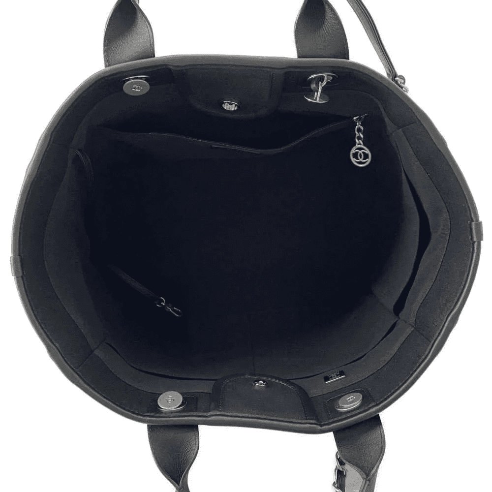 CHANEL Deauville 2wayTote Bag Black A66941 Cotton Leather,CHANEL,BAGS