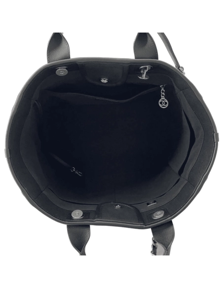 CHANEL Deauville 2wayTote Bag Black A66941 Cotton Leather,CHANEL,BAGS