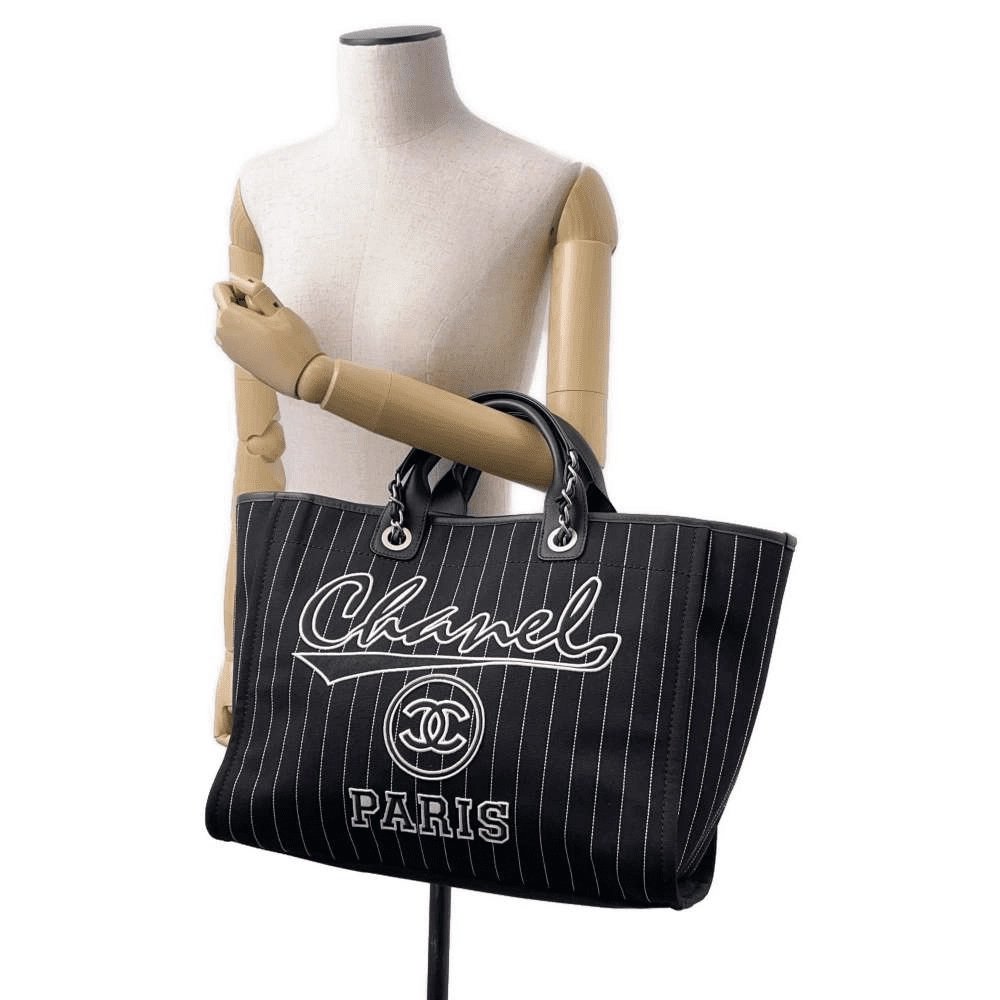 CHANEL Deauville 2wayTote Bag Black A66941 Cotton Leather,CHANEL,BAGS