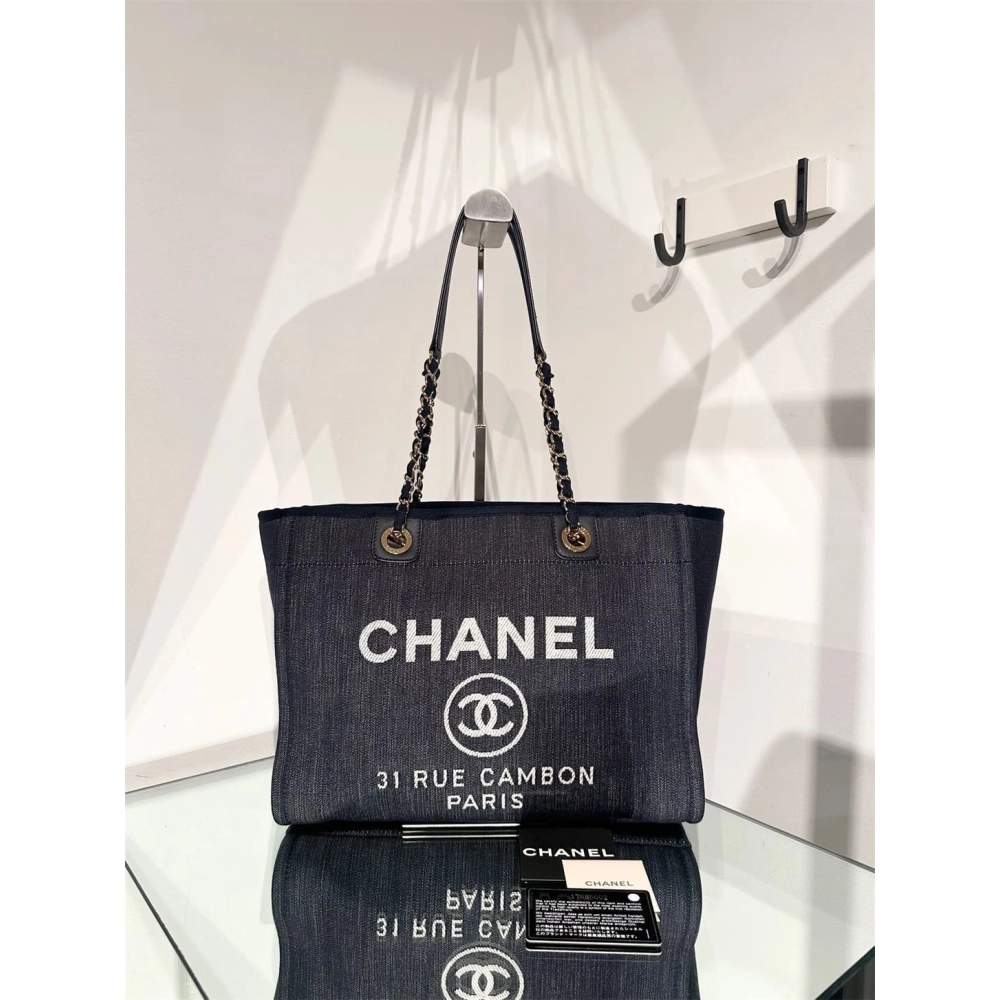 CHANEL Deauville Denim Small Tote,CHANEL,BAGS