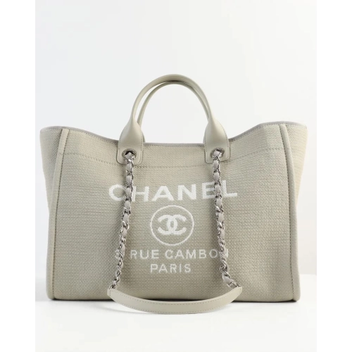 Chanel Deauville Large Gray Tote Bag,CHANEL,BAGS