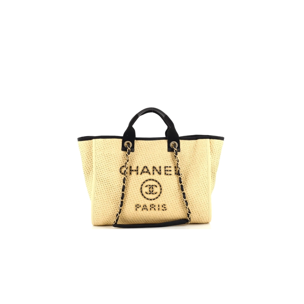 Chanel Deauville Tote Straw With Chain Detail Medium,CHANEL,BAGS