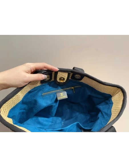 Chanel Deauville Tote Straw With Chain Detail Medium,CHANEL,BAGS